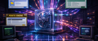 crypto points program airdrop retro terminal visualization