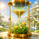 Solarpunk illustration symbolizing the growth of wealth through time in the market rather than active trading.