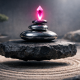 A balanced Zen rock garden representing the 70/20/10 rule of crypto portfolio diversification.