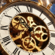 A mechanical clock warping into a black hole, representing the accelerated bitcoin halving 2028 impact on the 4-year cycle.