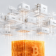 A glowing orange cube supporting sleek silver structures, representing a bitcoin layer 2 ecosystem and BitVM smart contracts.