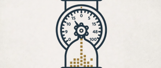 Flat vector illustration of a safe dial and hourglass, representing a crypto time lock vault for inheritance.