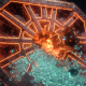 A glowing vault door bursting open, releasing a flood of cyan spheres, symbolizing a token unlock crypto event and supply shock.