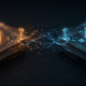 3D isometric schematic showing the structural decoupling of Bitcoin from technology assets.