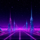 Retro-futuristic synthwave wireframe grid representing crypto validator economics.