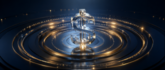 A stylized 3D U.S. dollar symbol representing secure, regulated stablecoin reserves.