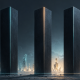 Three standing digital pillars representing the final surviving ecosystems after layer 2 consolidation.