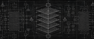A chalkboard technical sketch showing hexadecimal bytecode and EVM logic flows.