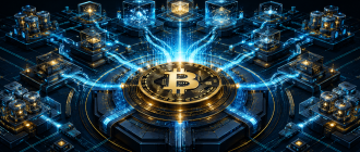 Technical blueprint illustrating Bitcoin Layer 2 scaling architectures and smart contract pipelines.