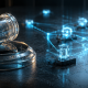 Conceptual 3D render representing the regulatory impact of the US CLARITY Act on digital asset market structure.