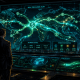 Graphic novel illustration showing a corporate treasurer monitoring real-time programmable cash flows via PayFi crypto liquidity rails.
