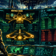 Graphic novel illustration of a quantitative crypto trader executing automated delta-neutral arbitrage between spot AMMs and perpetual DEXs.