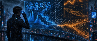 Graphic novel illustration of an institutional trader executing delta-neutral basis trading crypto spreads across spot and futures venues.
