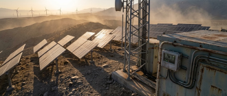 High-altitude aerial view of an autonomous hardware relay station representing real-world asset physical infrastructure in DePIN valuation models.