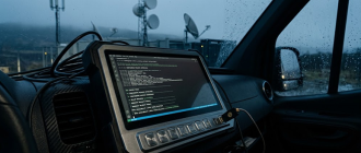 First-person view of a developer deploying a private ZK rollup using the ZK Stack inside a mobile server van.