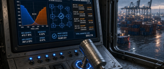 Industrial hardware console displaying on-chain risk telemetry and verified solvency proofs for institutional crypto derivatives.