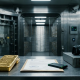 Detailed industrial still life of physical gold bullion and hardware security modules illustrating real-world collateral backing non USD stablecoins.