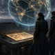 Graphic novel illustration of sovereign state officials managing cold-storage keys for a national strategic bitcoin reserve in a high-security facility.